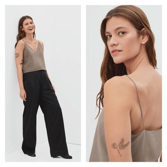 NWT EVERLANE The Washable Silk Cropped Cami top Burnt Sugar Brown Tan Size 10 - Picture 1 of 10